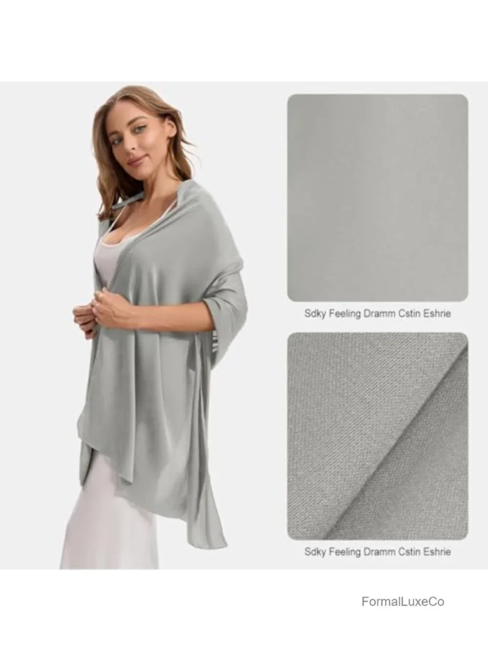 Satin Shawl Wrap with Buckle Evening Formal Wedding Cover Up
